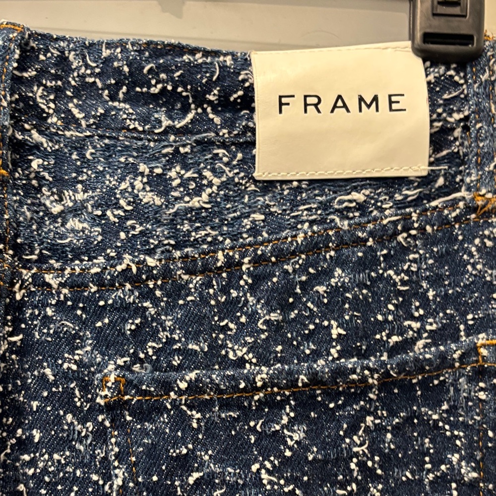 Frame Denim Women's Blue Patterned Straight Leg Jeans - Picture 2 of 4